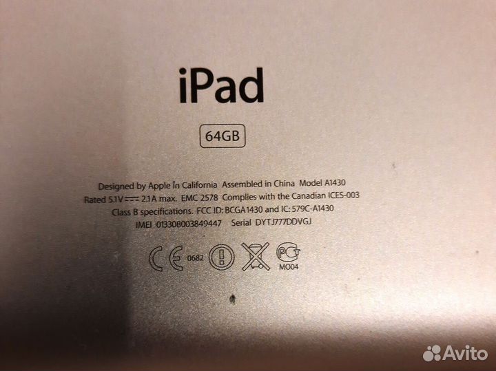 Планшет apple iPad 3 64 Гб WiFi Celluar A1430