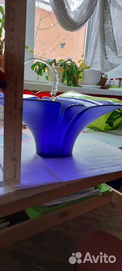 Ваза для фруктов цветное стекло