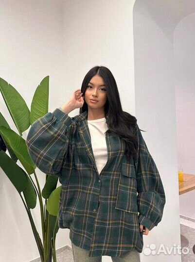 Рубашка в клетку оверсайз женская