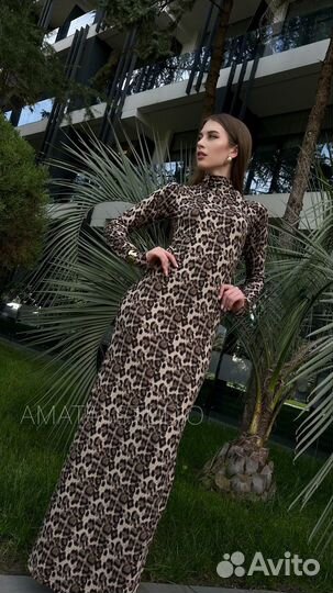 Леопардовое Платье макси новое