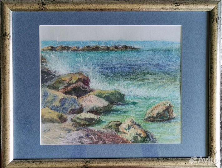 Морской пейзаж пастель картина