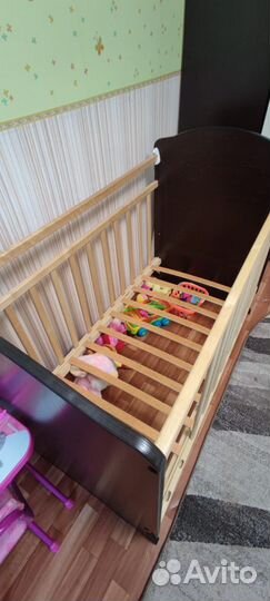 Детская кровать+матрас+бортики