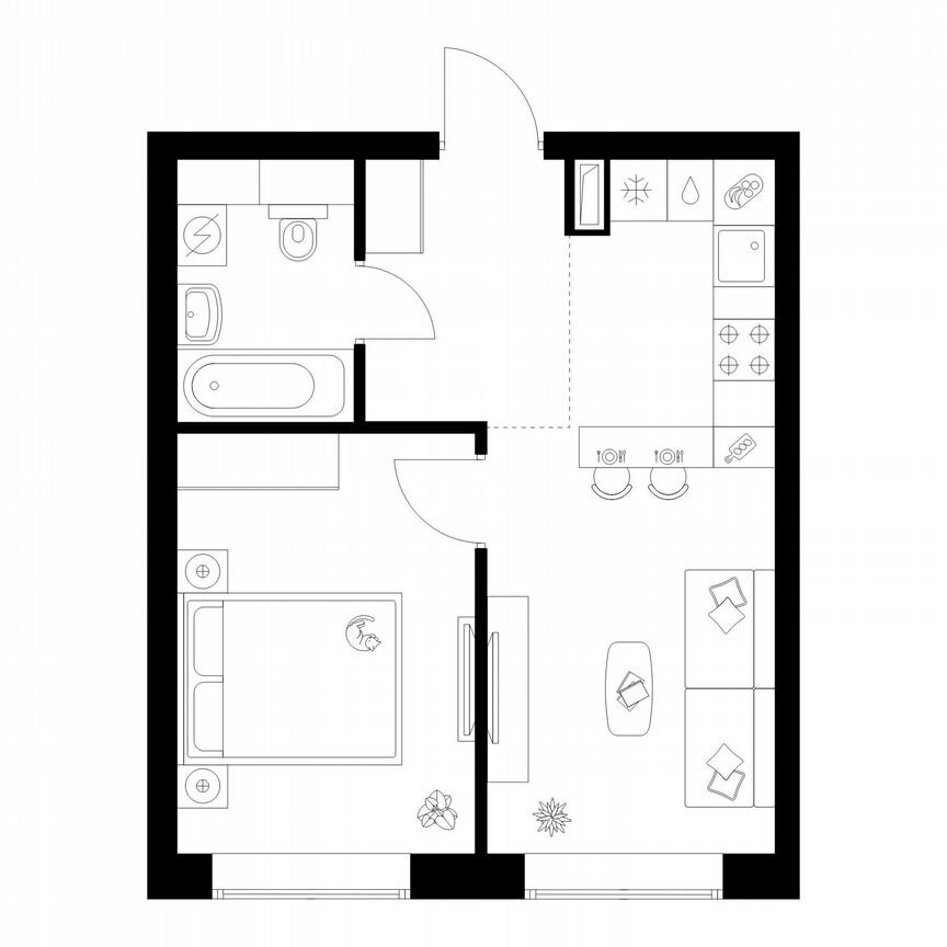 1-к. квартира, 36 м², 27/50 эт.