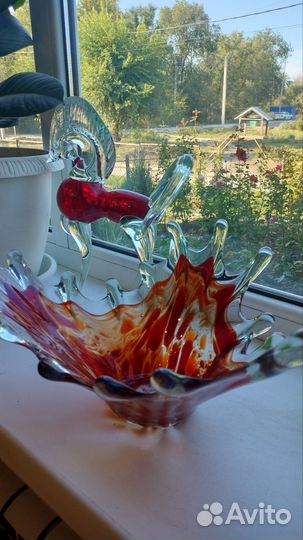Ваза цветное стекло винтаж
