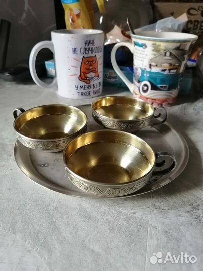 Кофейный набор из мельхиора, солонка из мельхиора