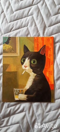 Картина маслом с котом 