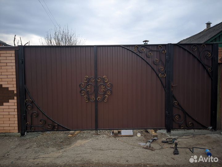 Кованые ворота+ калитка арт74