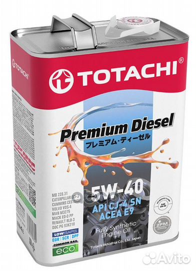 Totachi Premium Diesel 5W40 (4L) масло моторн