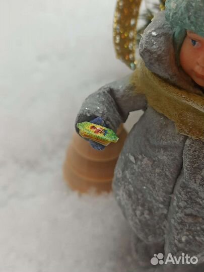 Ватная игрушка на ёлку. Высота 12см