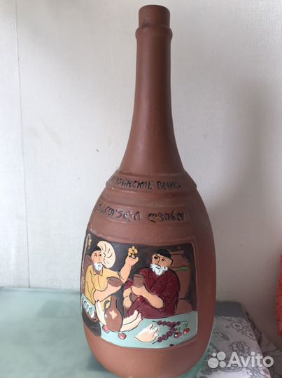 Коллекционная бутылка глиняная