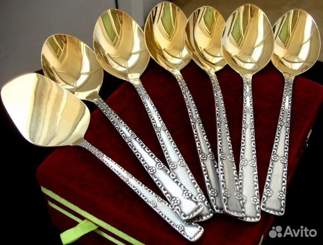 Ложки 18,5см мельхиор,серебро-золото,1970г СССР