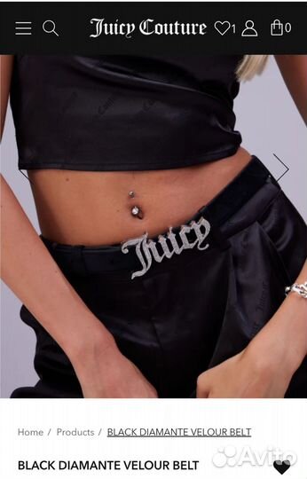 Ремень juice couture оригинал бархат стразы черный