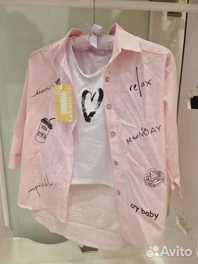 Рубашка + топ детская новая 122- 140