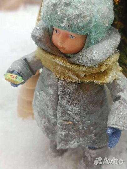 Ватная игрушка на ёлку. Высота 12см