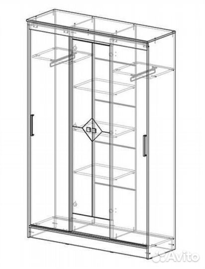 Шкаф-купе трехстворчатый трехдверный Агат