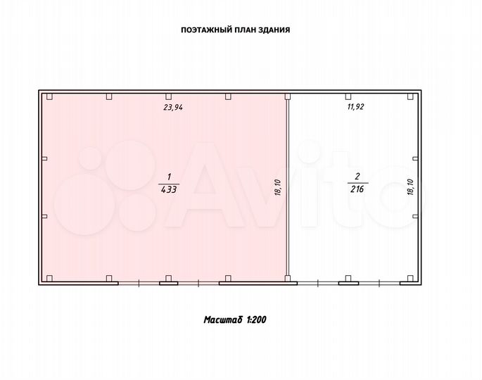 Склад, свободного назначения, 433 м²