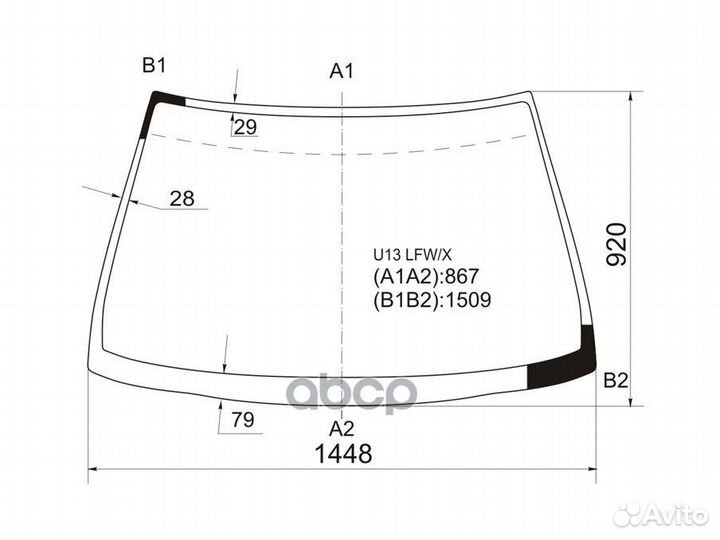 Стекло лобовое nissan bluebird sedan 91-95 U13