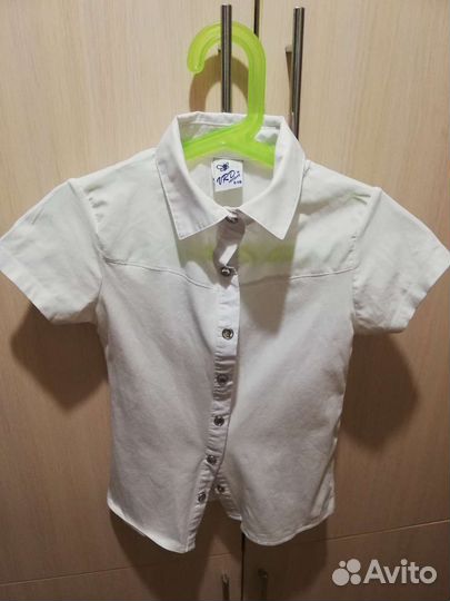 Блузка белая для девочки с коротким рукавом