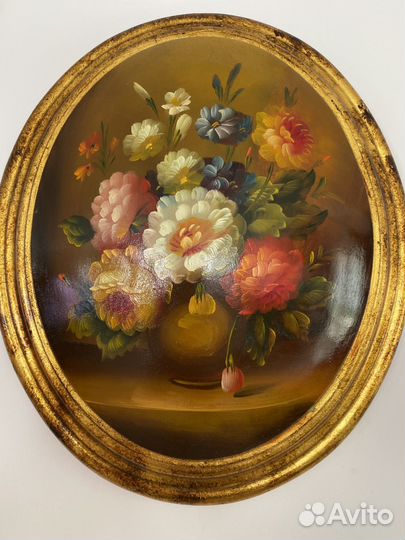 Антикварная картина на дереве. Италия