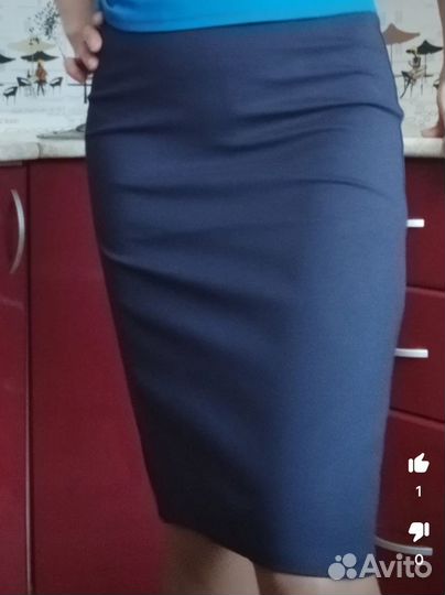 Юбка карандаш темно синяя