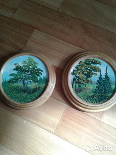 Картины на срезе из дерева