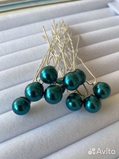 Шпильки для волос с бусинами стразами