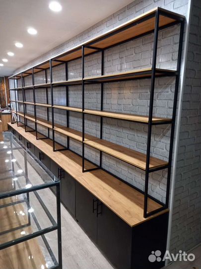 Витрины стеллажи в стиле лофт
