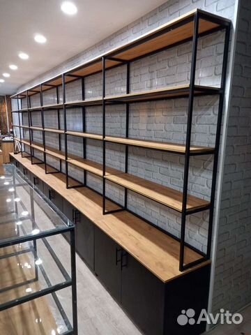 Витрины стеллажи в стиле лофт