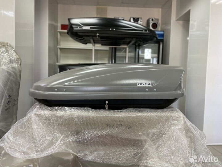 Автобокс Voyage 370л 145см Серый матовый