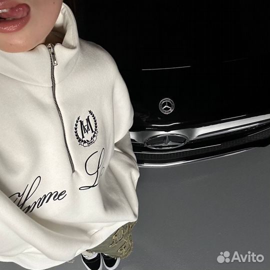 Белая half ZIP homme+less