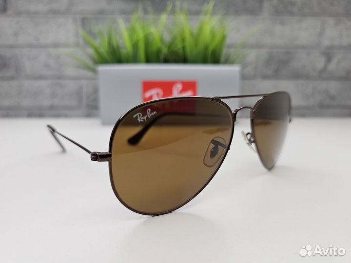 Очки Ray Ban Aviator Large Metal 014/33 Коричневые