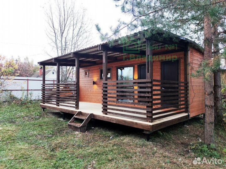 Готовая баня модульная 7 х2,35 м. c террасой 2 х 7