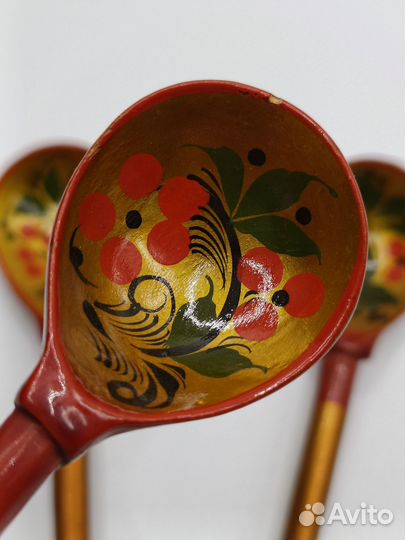 Деревянные чайные ложки Хохлома 3 шт