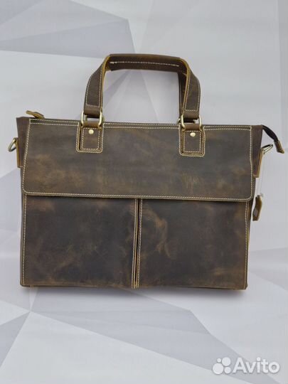 Сумка мужская натуральная кожа коричневая