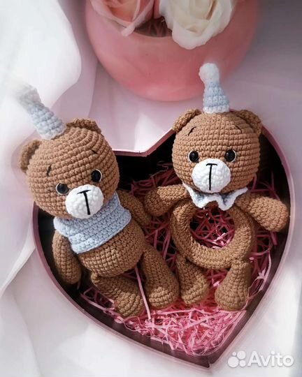 Мишки ручной работы погремушка и игрушка