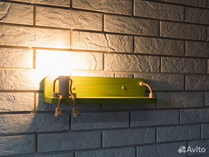 Полка с подсветкой зеленая 40 см