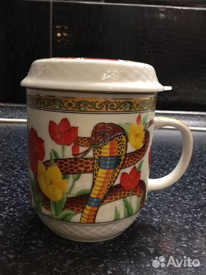 Кружка заварочная с ситом и крышкой.фарфор