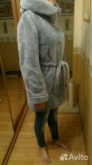 Мутоновая шуба, размер М(46), рост 170, торг умест