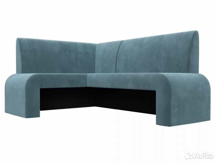 Диван кухонный угловой Кармен левый угол, велюр, бирюзовый