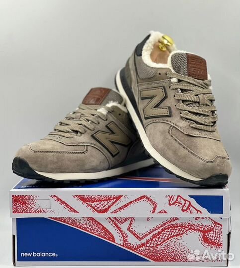 Стильные и уютные New Balance 574 с мехом Бежевые