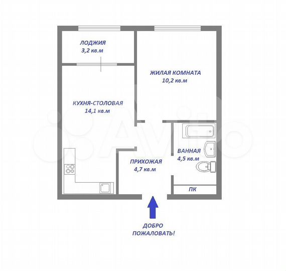 1-к. квартира, 35,1 м², 15/16 эт.