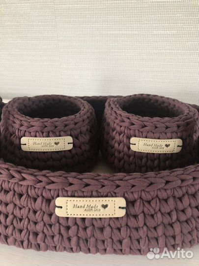 Вязаные корзины ручной работы на заказ