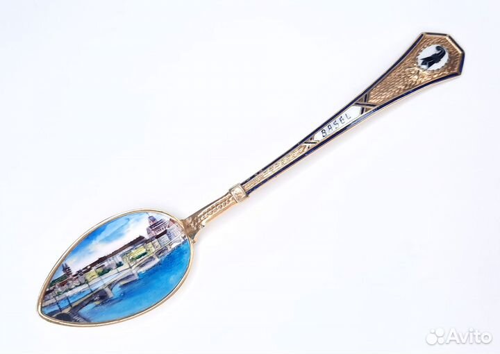 Ложка Basel альпака позолота эмаль Швейцария