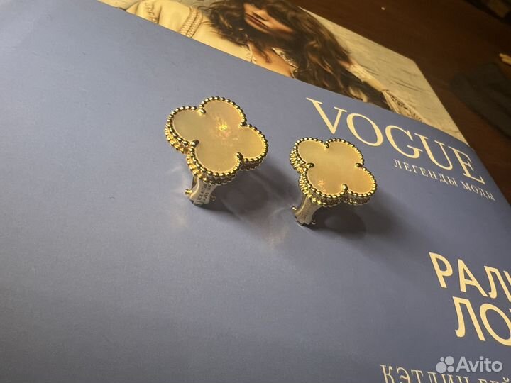 Серьги van cleef золото перламутр женские