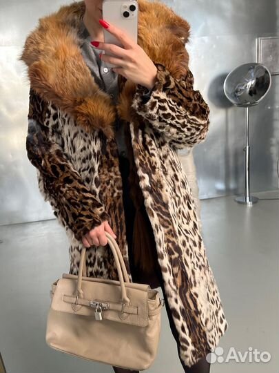 Шуба натуральна рысь с лисой винтаж