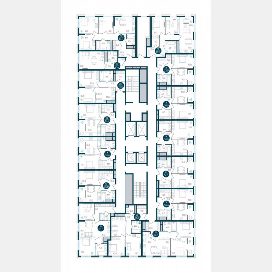 3-к. квартира, 61 м², 22/32 эт.