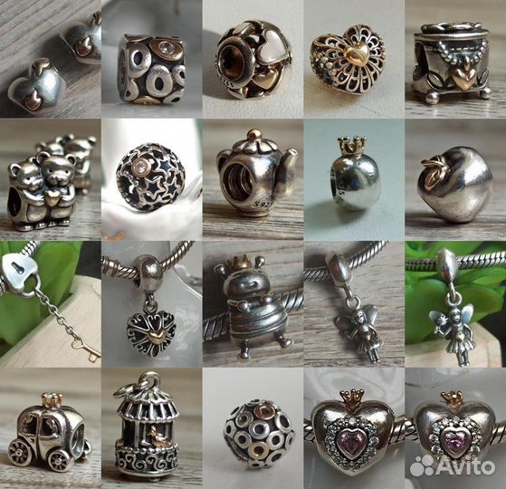 Пандора 925ale кольцо шарм браслет
