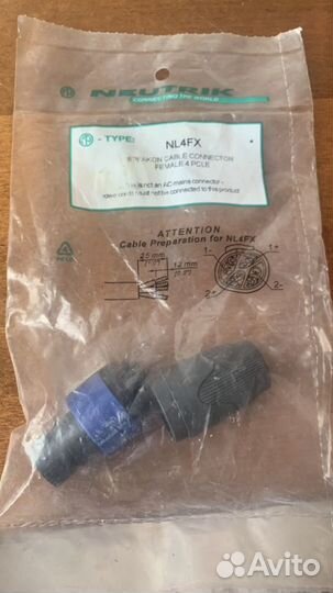 Разьемы AVC, speakOn 4, Neutrik nl4fx