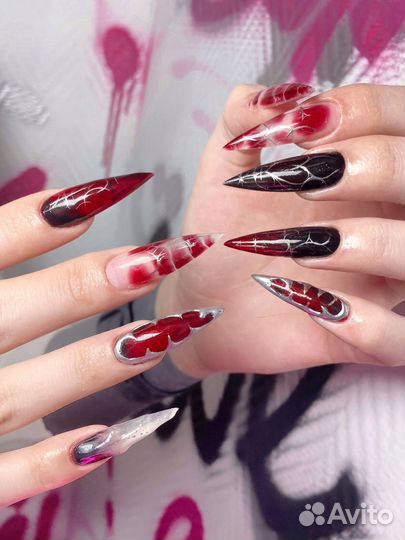 Ногти маникюр наращивание экстра crazy корейские