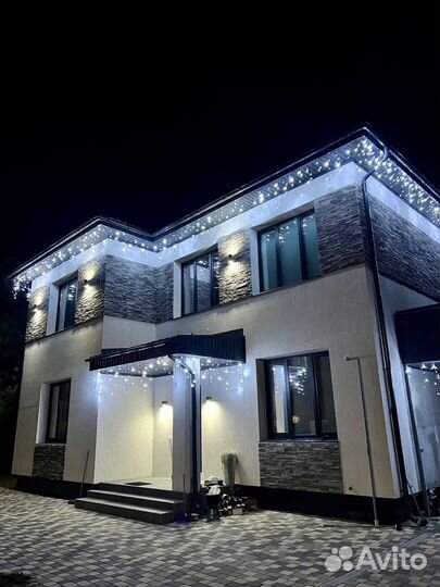 Украшение домов гирляндами, монтаж/демонтаж